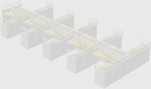 Shared l-shaped cubicle