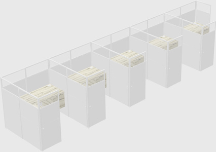 Shared l-shaped cubicle