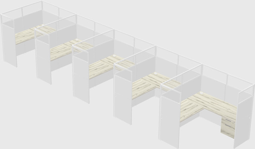Shared l-shaped cubicle