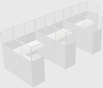 Shared l-shaped cubicle