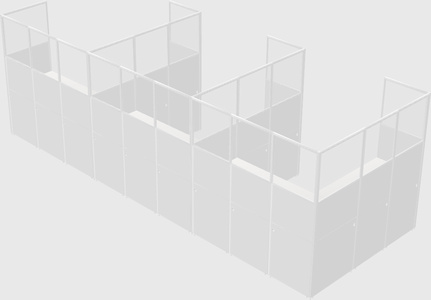 Shared l-shaped cubicle