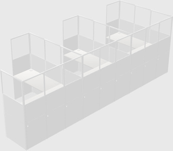Shared l-shaped cubicle