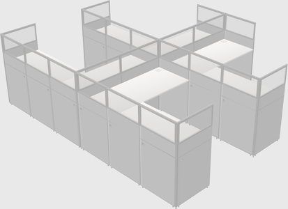 Shared l-shaped cubicle