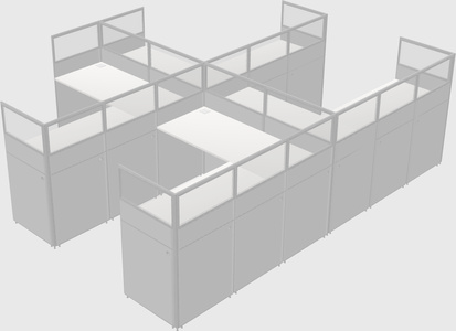 Shared l-shaped cubicle