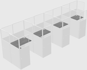 Shared l-shaped cubicle