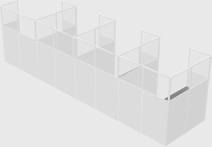 Shared l-shaped cubicle