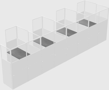 Shared l-shaped cubicle