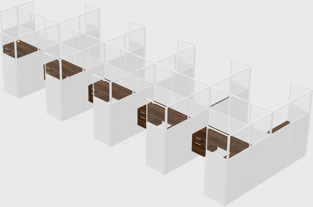Shared l-shaped cubicle