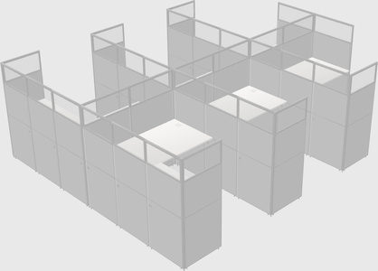 Shared l-shaped cubicle