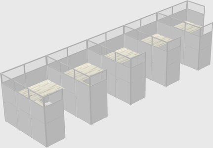 Shared l-shaped cubicle
