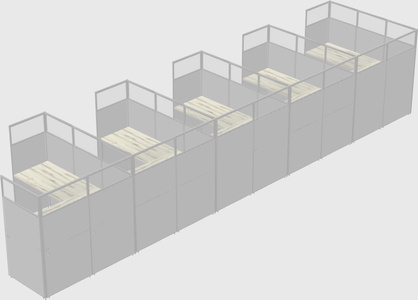 Shared l-shaped cubicle