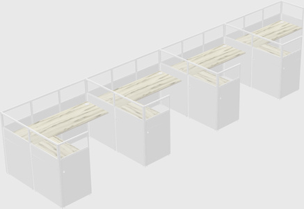 Shared l-shaped cubicle