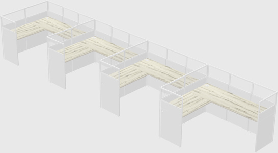 Shared l-shaped cubicle