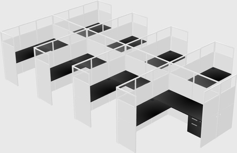 Shared l-shaped cubicle