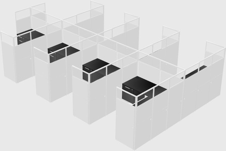 Shared l-shaped cubicle