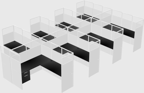 Shared l-shaped cubicle
