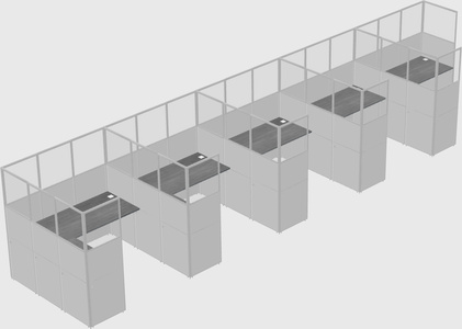 Shared l-shaped cubicle