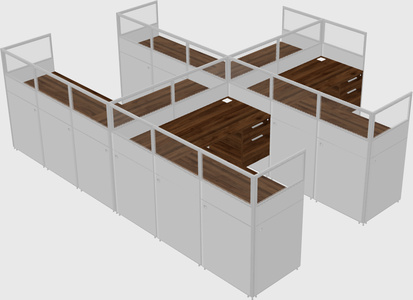 Shared l-shaped cubicle