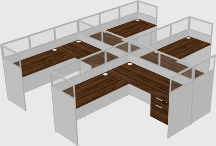 Shared l-shaped cubicle