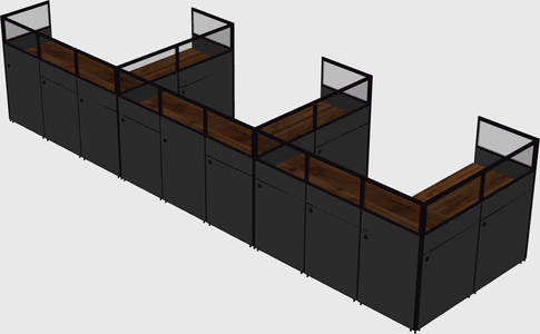 Shared l-shaped cubicle
