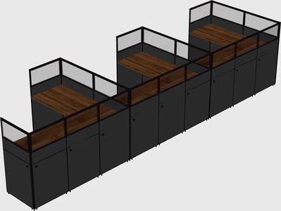 Shared l-shaped cubicle