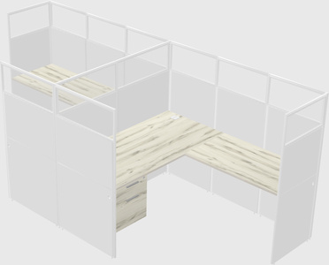 Shared l-shaped cubicle