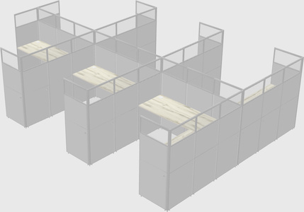 Shared l-shaped cubicle