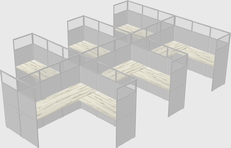 Shared l-shaped cubicle
