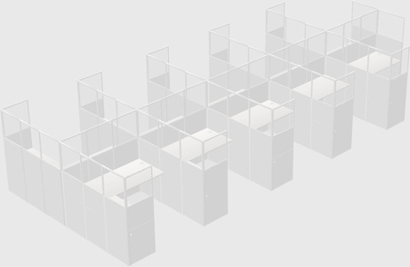 Shared l-shaped cubicle