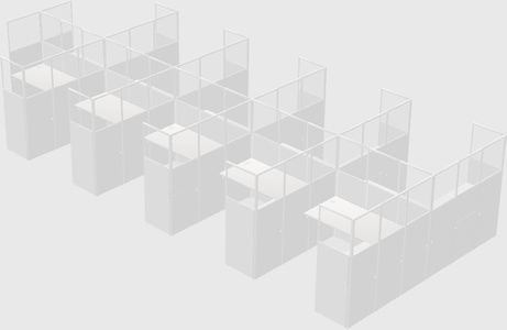Shared l-shaped cubicle