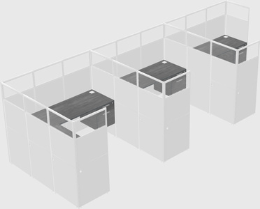 Shared l-shaped cubicle