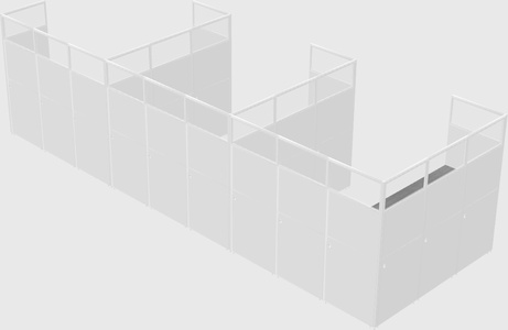 Shared l-shaped cubicle