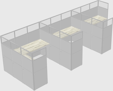 Shared l-shaped cubicle