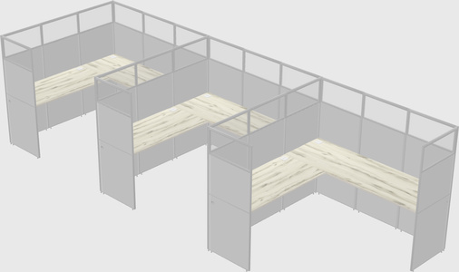 Shared l-shaped cubicle