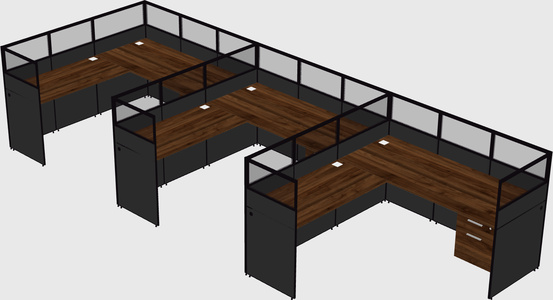 Shared l-shaped cubicle