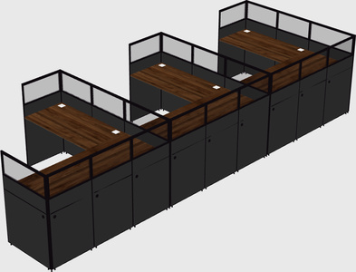Shared l-shaped cubicle