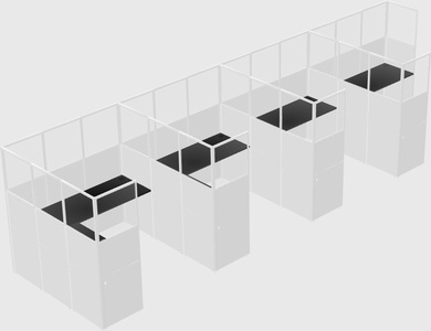 Shared l-shaped cubicle