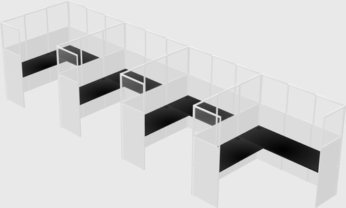 Shared l-shaped cubicle
