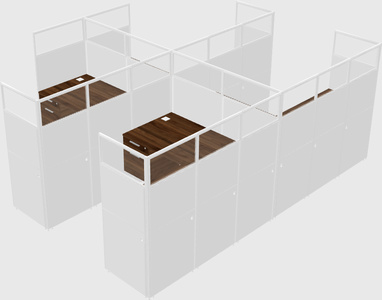 Shared l-shaped cubicle