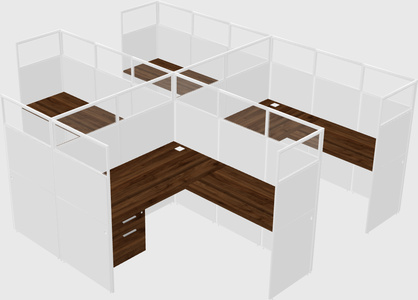 Shared l-shaped cubicle