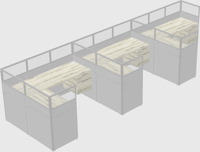Shared l-shaped cubicle