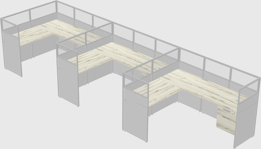 Shared l-shaped cubicle