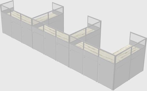 Shared l-shaped cubicle