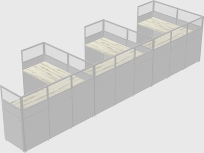 Shared l-shaped cubicle