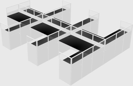 Shared l-shaped cubicle