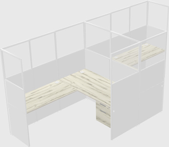 Shared l-shaped cubicle