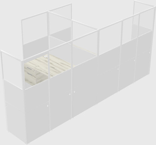 Shared l-shaped cubicle