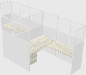 Shared l-shaped cubicle