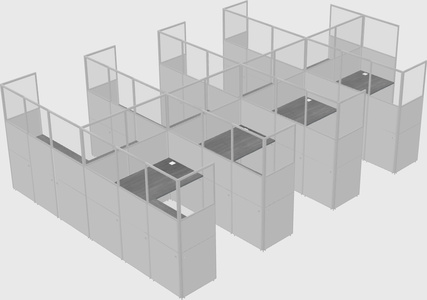 Shared l-shaped cubicle