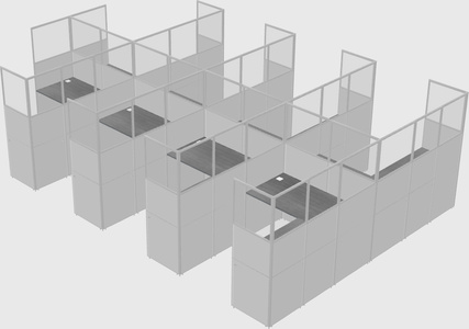 Shared l-shaped cubicle
